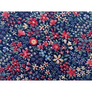 1/2 Yard, Vintage Garden Floral Fabric on Navy, 18"x44" Destash #131FB1
